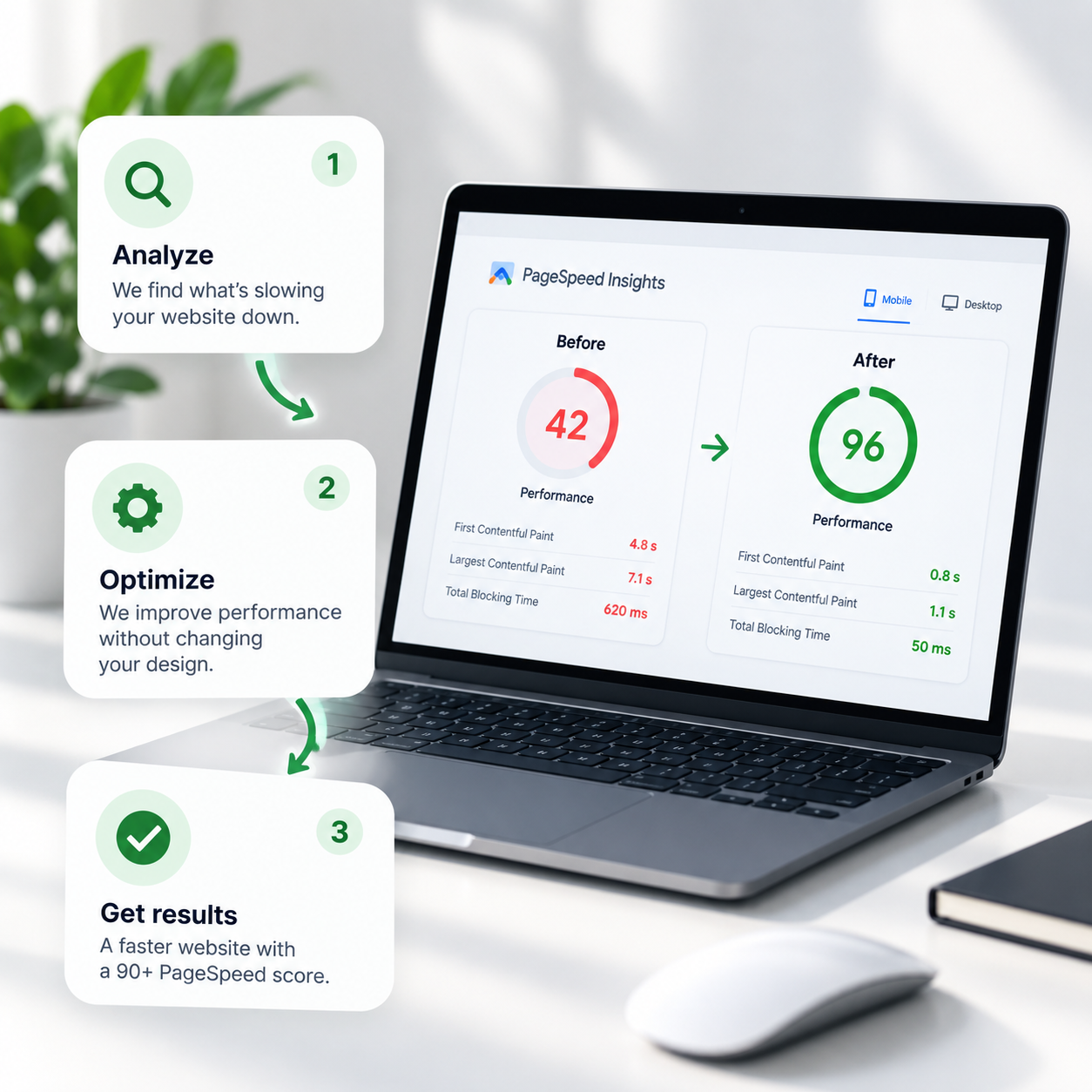 QuickWebify website speed optimization process